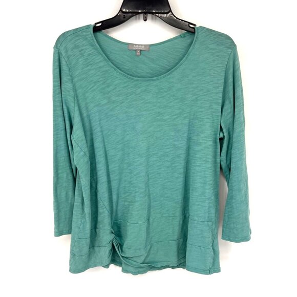 Habitat Clothes You Live In Womens Front Tie Scoop Neck Top Size Medium Green - Picture 1 of 5